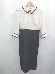 ◇ ⊂ JUSGLITTY ジャスグリッティー 装飾 長袖 ロング 切り替えワンピース サイズ1 グレー系 レディース E  【1507030000806】