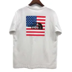 ザノースフェイス THE NORTH FACE ナショナルフラッグ ロゴ Tシャツ カットソー 半袖 星条旗 NT32053 ホワイト 白 M