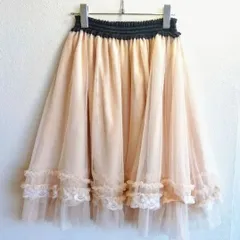 アクシーズファム axes femme ひざ丈 スカート カジュアル レース チュール シースルー シアー 透け感 フリフリ フレア Aライン リボン オシャレ