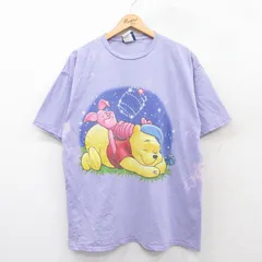 XL/古着 半袖 ビンテージ Tシャツ メンズ 00s ディズニー くまのプーさん コットン クルーネック 薄紫 パープル 25aug27 中古