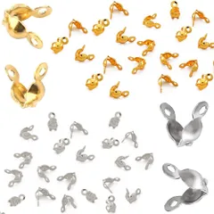 【在庫セール】400個セット 304 ステンレス カシメ玉 エンドパーツ 留め具 基礎金具 ビーズ ボールチップ つぶし玉 アクセサリーパーツ 手芸用品 ボールチップ 手作りアクセサリー DIY用 ブレスレット ネックレス用 ゴールド/シルバー各200個 (4