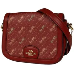 【在庫一掃】 コーチ COACH ホース アンド キャリッジ ドット プリント サドルバッグ 斜め掛け ショルダーバッグ コーティングキャンバス レッド C4059 レディース 【中古】