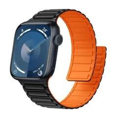 ブラック/オレンジ_44mm/45mm/46mm/YOFITAR for Apple Watch バンド マグネット シリコン 46mm/45mm/44mm/42mm/41mm/40mm アップルウォッチ ベルト Series Ultra2