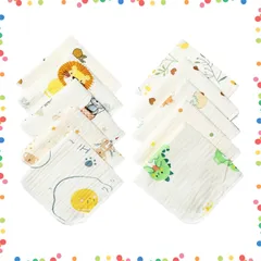 【在庫処分】名前を書ける 速乾 保育園用 吸水 赤ちゃん 綿100% ガーゼタオル 4層 25x25cm ベビー ガーゼハンカチ 10枚セット [HOOMCOOM]