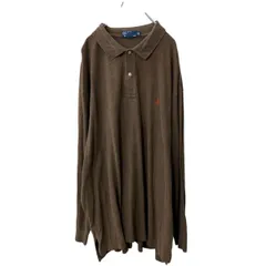 Polo Ralph Lauren 長袖 ロゴ ポロシャツ 4XB ブラウン ポロラルフローレン 鹿子 ビッグサイズ 古着卸 アメリカ仕入 a707-5358