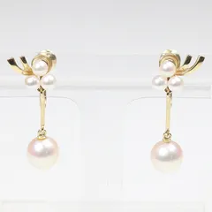  MIKIMOTO ミキモト パール イヤリング K14YG アコヤ真珠 イエローゴールド 揺れる【中古】