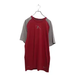 NIKE 半袖 プリント Tシャツ ナイキ M レッド グレー ラグラン ドライフィット クルーネック 古着卸 アメリカ仕入 a605-5945