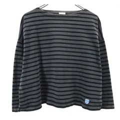 ORCIVAL オーシバル ボーダー柄 長袖 ボートネック バスクシャツ チャコールグレー カットソー レディース 古着