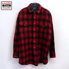 90s vintage オンブレチェック柄 ウール 長袖シャツ メンズ 表記Lサイズ