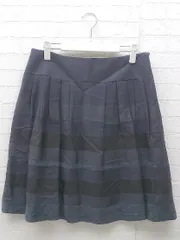 ◇ UNTITLED アンタイトル ボーダー 膝丈 ギャザー スカート サイズ4 ネイビー レディース 【中古】 【1002800973217】