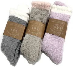 ネクストグランツ もこもこ 靴下 ルーム ソックス レディース 無地 人気 可愛い あったかい 毛糸 厚い保温 着圧 厚手 ゆったり パステル ボーダー 秋 冬 B 3足組( B　3足組)