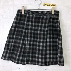 可愛い！COMME CA ISM コムサイズム チェック ニット ラップミニスカート L