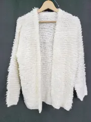 ◇ ⊇ GLACIER<!-利用不可文字-!>グラシア ループ編み 長袖 ニット カーディガン サイズM アイボリー レディース P  【1409090010927】