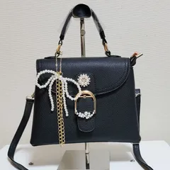 ショルダーバッグレディース 黒 ミニショルダーバッグ  ハンドバッグ キラキラビジュー付き 調節可能ショルダー