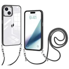 iPhone 15 Plus 用 ケース クリア ショルダー iPhone15plus 用 スマホケース 肩掛け 首かけ 斜めがけ ショルダー ケース 縄掛け カバー 透明 PC背面 TPUバンパー アイフォン15Plus 用 カバー ストラップ付き 携帯 0