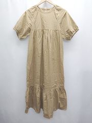 ◇ ⊂ EMMA CLOTHES 엠마 클로즈 반소매 무릎 아래 길이 원피스 사이즈 F 베이지 레이디스 P [1410160007266]