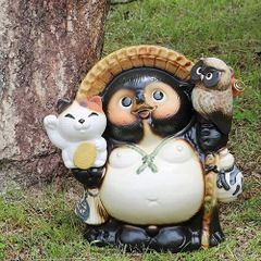 信楽焼 高さ37㌢ 11号開運フクロウ付き狸 たぬき タヌキ 福狸 - メルカリ