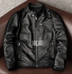 高品質 牛革 レザージャケット カウハイド 革ジャン 本革 シングルライダース バイクレザー メンズファッション アメカジ 機関車 S～6XL