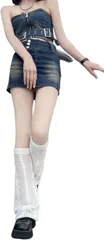 §Ｂｇ３ Bg3 ルーズソックス 黒 白 レッグウォーマー レディース 冷え対策 レッグカバー(白レース,  22.0-24.0 cm)のサムネイル