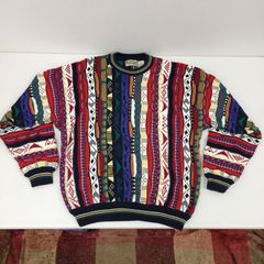 L　COTTON TRADERS 3Dニット セーター マルチカラー 総柄　輸入　古着