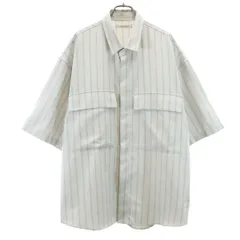 JOURNAL STANDARD ジャーナルスタンダード ストライプ柄 半袖 シャツ L ライトグレー 比翼 メンズ 古着