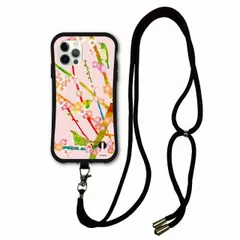 [iPhone16 Plus] iPhone14 i-coronケース スマホショルダー付 アニマル柄 動物 アイフォン 15 Plus 14 Pro Max XS XR ショルダーストラップ 肩掛け 斜め掛け スマホケース 梅とウグイス ピンク