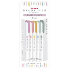 （まとめ買い）ゼブラ 蛍光ペン マイルドライナー 落ち着きマイルド5色セット WKT7-5C-OT 【×5セット】