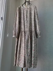 フローラル シフォン パフ袖 風城ロングドレス