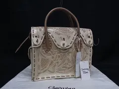 ■極美品■ GRACE CONTINENTAL グレースコンチネンタル カービングトライブス レザー ハンドバッグ トートバッグ ベージュ系 FG9006