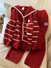 ルームウェア セットアップ長袖 パジャマ 部屋着 リラックスウェア もこもこ 可愛い ハローキティ韓国