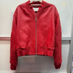 Salvatore Ferragamo サルヴァトーレ　フェラガモ　ジャケット　クロップド丈　レザー　レッド　イタリア製　ファスナージップ　ジップアップ