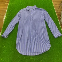 【美品】Ralph Lauren 青白ストライプ 長袖シャツ　160　管理番号SB680