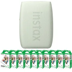 (フィルム100枚付)富士フィルム　スマートフォン用プリンター リンク3　SAGE GREEN（セージグリーン） INS MINI LINK3 SAGE GREEN