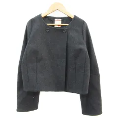 全国総量無料で BACCA】ノーカラーウールジャケット グレー 日本製カシミヤ混 38 ジャケット・アウター