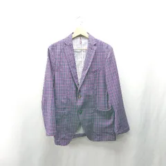 ◇ ⊂ MONSIEUR NICOLE ムッシュニコル チェック柄 長袖 ジャケット サイズ48 パープル ピンク メンズ E  【1502180028236】