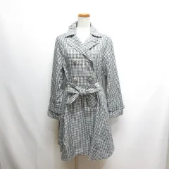コルザ COLZA チェック柄 トレンチ コート リボン付き M 黒 ブラック Aライン 裏地付き