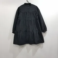 ヴィンテージ キッズ 黒 長袖 ティアード フレア ワンピース 女児 130 K155