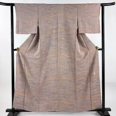 【美品】 小紋 身丈158cm 裄丈61.5cm S 袷 陶彩染 幾何学 ぼかし 薄小豆 正絹 名品 【中古】