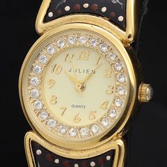 極美品　未使用級　アンドレムッシュ　花柄　ラインストーン　バングルウォッチ　稼働 極美品 未使用級 アンドレムッシュ 花柄 ラインストーン