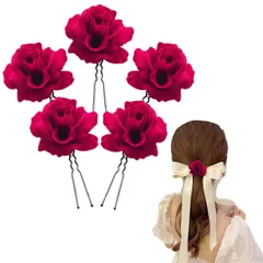 サムコス ヘアピン Uピン バラ 花 5個セット ウェディング髪飾り 花嫁 髪飾り フラワーティアラ 和装アクセサリー 普段使い 結婚式 卒業式 成人式 発表会 大人