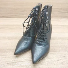 ■ DIESEL ディーゼル ハイヒール デニム スタイルアップ ショート レースアップブーツ サイズ36 ブラック レディース E  【1402200017298】