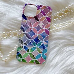 スマホケース　𝐢𝐏𝐡𝐨𝐧𝐞𝟏𝟑 【オーダーにて全機種対応可】　和柄　七宝文様　iPhoneケース