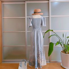 ○新品♡正絹♡桜色♡着物ドレス○スカーフ付○バックゴマ♡マーメイド 