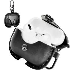 充電 全面保護 LEDライトが見える 革 ケース 耐衝撃 pro2 軽量 airpods キズ防止 airpods PUレザー おしゃれ 高級本革 ワイヤレス充電対応 第一世代/第二世代 キーホルダー付き pro ケース対応 airpods Pro2 pro