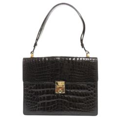 GUCCI ポロサス クロコ ラピス金具 ターンロックハンドバッグ センター 
