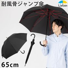 耐風骨ジャンプ傘 65cm×8本骨 ブラック 雨傘 長傘 2025年新商品 LIEBEN-0123