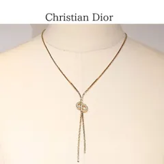 ヴィンテージ Christian Dior クリスチャン ディオール CD ロゴ ラインストーン ネックレス チョーカー ゴールド
