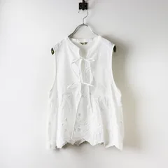 美品 サマンサモスモス Samansa Mos2 SM2 刺繍リボンベスト F/ホワイト トップス ギャザー ノースリーブ 前開き【2400014550870】