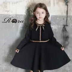 ☆ ブラック ☆ ポーラワンピース ワンピース キッズ 長袖 ドレスワンピース 12062002 子供 ドレス 女の子 結婚式 パーティ 発表会 七五三 卒園式 入園式 入学式 リボン ゴールド 黒 ブラック かわいい オシャレ おしゃれ フォーマル 子ども服