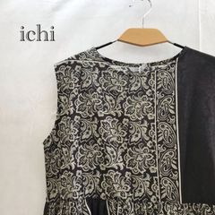 未使用 ichi 231119 C ペイズリー柄 ノースリーブ ロングワンピース ブラウン 綿100％ サイズF レディース
